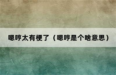 嗯哼太有梗了（嗯哼是个啥意思）