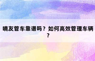 嘀友管车靠谱吗？如何高效管理车辆？