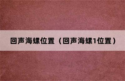 回声海螺位置（回声海螺1位置）