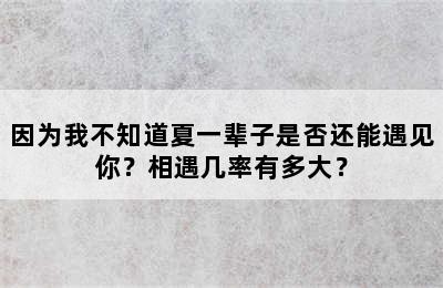 因为我不知道夏一辈子是否还能遇见你？相遇几率有多大？