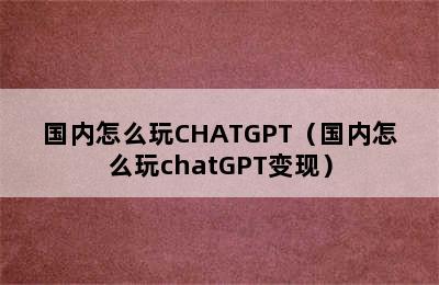 国内怎么玩CHATGPT（国内怎么玩chatGPT变现）