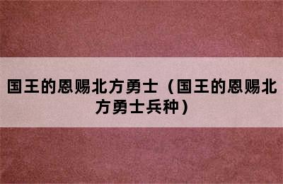 国王的恩赐北方勇士（国王的恩赐北方勇士兵种）