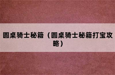 圆桌骑士秘籍（圆桌骑士秘籍打宝攻略）