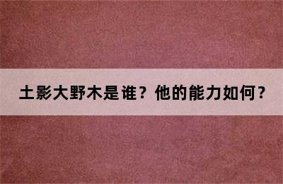 土影大野木是谁？他的能力如何？