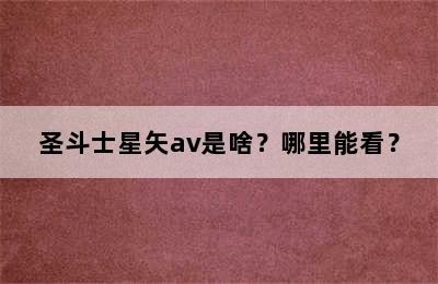 圣斗士星矢av是啥？哪里能看？