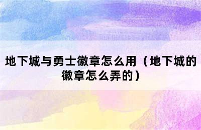 地下城与勇士徽章怎么用（地下城的徽章怎么弄的）