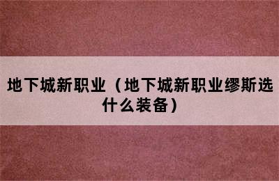 地下城新职业（地下城新职业缪斯选什么装备）