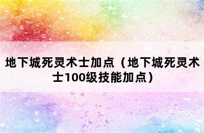 地下城死灵术士加点（地下城死灵术士100级技能加点）