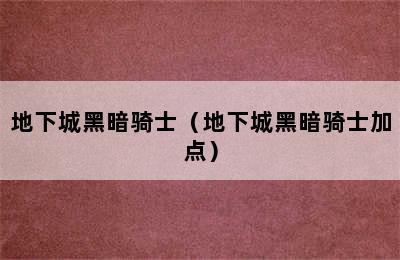 地下城黑暗骑士（地下城黑暗骑士加点）