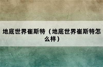 地底世界崔斯特（地底世界崔斯特怎么样）