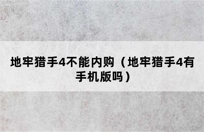 地牢猎手4不能内购（地牢猎手4有手机版吗）