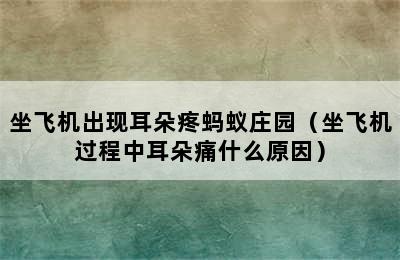 坐飞机出现耳朵疼蚂蚁庄园（坐飞机过程中耳朵痛什么原因）