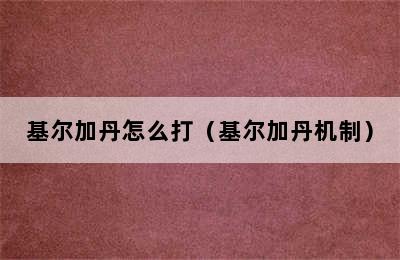 基尔加丹怎么打（基尔加丹机制）