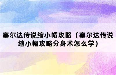 塞尔达传说缩小帽攻略（塞尔达传说缩小帽攻略分身术怎么学）