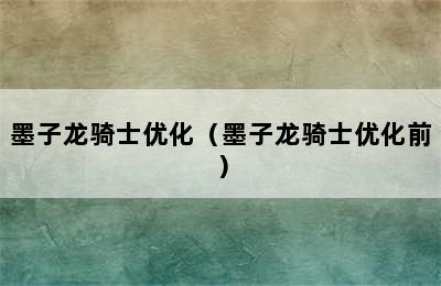 墨子龙骑士优化（墨子龙骑士优化前）