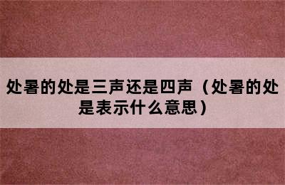 处暑的处是三声还是四声（处暑的处是表示什么意思）