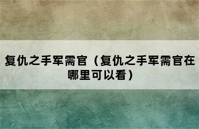 复仇之手军需官（复仇之手军需官在哪里可以看）