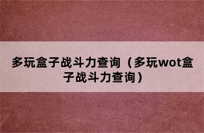 多玩盒子战斗力查询（多玩wot盒子战斗力查询）