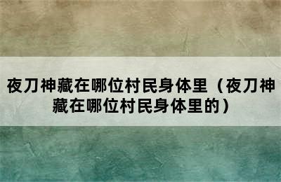 夜刀神藏在哪位村民身体里（夜刀神藏在哪位村民身体里的）