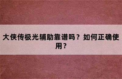 大侠传极光辅助靠谱吗？如何正确使用？