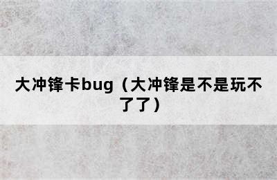 大冲锋卡bug（大冲锋是不是玩不了了）