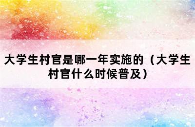 大学生村官是哪一年实施的（大学生村官什么时候普及）