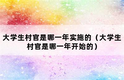 大学生村官是哪一年实施的（大学生村官是哪一年开始的）