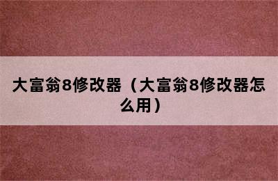 大富翁8修改器（大富翁8修改器怎么用）