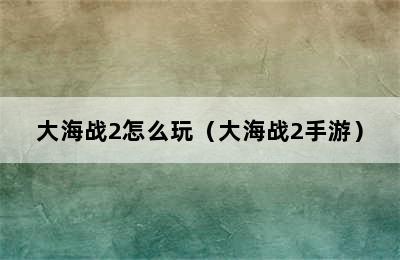 大海战2怎么玩（大海战2手游）