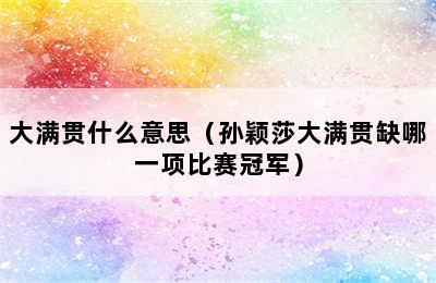 大满贯什么意思（孙颖莎大满贯缺哪一项比赛冠军）