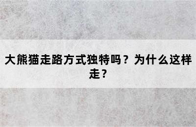 大熊猫走路方式独特吗？为什么这样走？