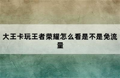 大王卡玩王者荣耀怎么看是不是免流量