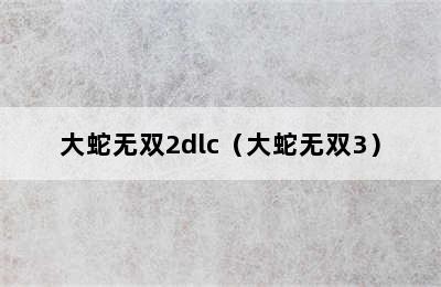 大蛇无双2dlc（大蛇无双3）