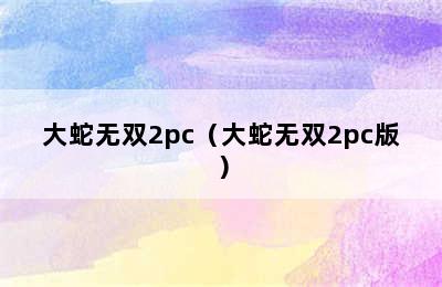 大蛇无双2pc（大蛇无双2pc版）