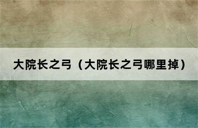 大院长之弓（大院长之弓哪里掉）