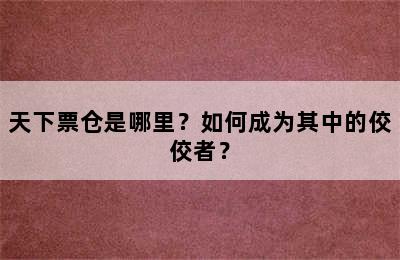 天下票仓是哪里？如何成为其中的佼佼者？