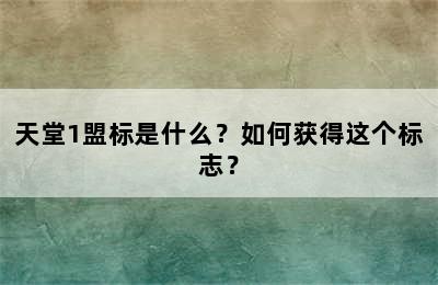 天堂1盟标是什么？如何获得这个标志？