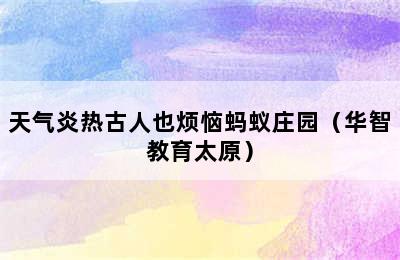 天气炎热古人也烦恼蚂蚁庄园（华智教育太原）