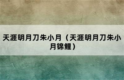 天涯明月刀朱小月（天涯明月刀朱小月锦鲤）