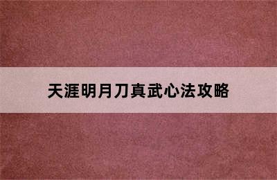 天涯明月刀真武心法攻略