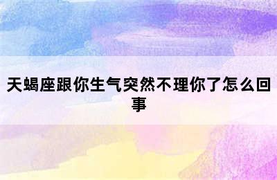 天蝎座跟你生气突然不理你了怎么回事