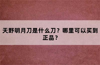 天野明月刀是什么刀？哪里可以买到正品？