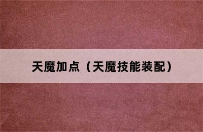 天魔加点（天魔技能装配）