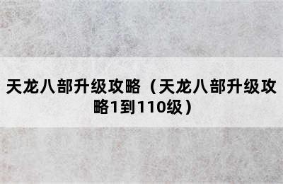 天龙八部升级攻略（天龙八部升级攻略1到110级）