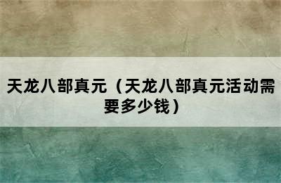 天龙八部真元（天龙八部真元活动需要多少钱）