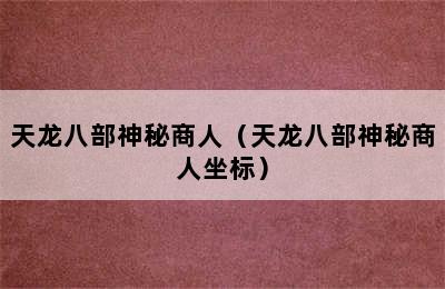 天龙八部神秘商人（天龙八部神秘商人坐标）