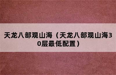 天龙八部观山海（天龙八部观山海30层最低配置）