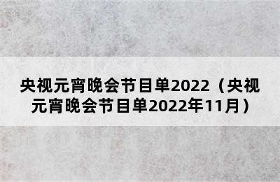 央视元宵晚会节目单2022（央视元宵晚会节目单2022年11月）