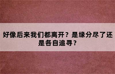 好像后来我们都离开？是缘分尽了还是各自追寻？