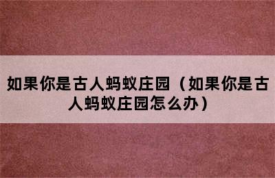 如果你是古人蚂蚁庄园（如果你是古人蚂蚁庄园怎么办）